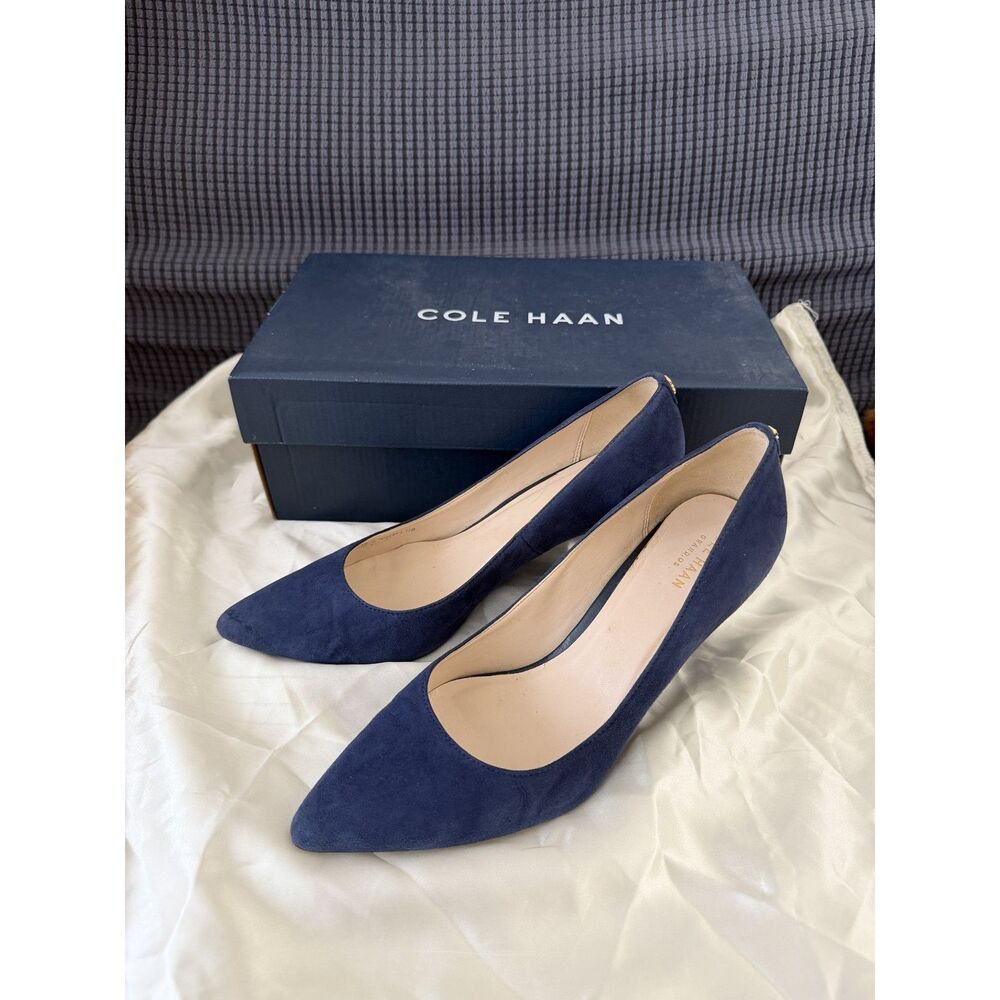 Cole Haan Navy Suede Pointed Toe Pumps - Size 7.5 - New